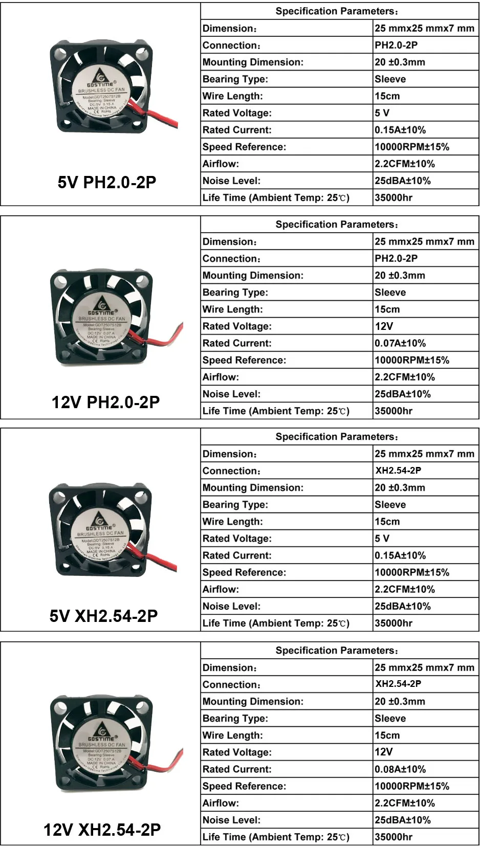 25X25X7 мм 5V 12V 2Pin кулер безщеточный Чипсет радиатора мини вентилятор охлаждения 2507 для Запчасти 3D-принтеры 2,5 см