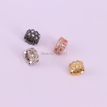 

20Pcs Micro Pave Clear CZ Spacer Beads Fit For Making DIY Bracelets Or Necklaces Jewelry