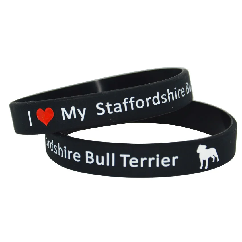 1 штука силиконовый браслет с надписью I Love My Staffordshire Bull Terrier 5 цветов|wristband|wristband