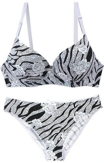 calvin klein underwear set New Sexy Fashion Leopard Bra Cotton Embroidery Lace Push Up Bra B C D Cup Bow Decorative Underwear Women Soutien Gorge 1 black underwear set Bra & Brief Sets