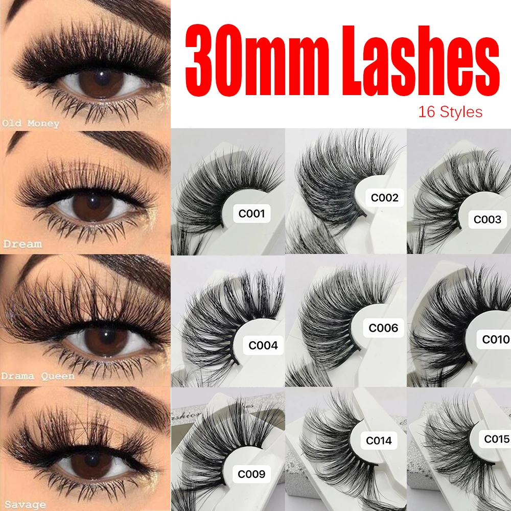 

30mm Lashes 100% Soft Mink Hair False Eyelashes Wispy Fluffy Lashes Eye Makeup Tools Multilayers Handmade Lashes