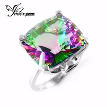 10ct Natural Cuadrada Fuego Rainbow Mystic Topaz Anillo Sólido 925 Joyería de Plata esterlina Nuevo Regalo Caliente Para Las Mujeres de Alta calidad