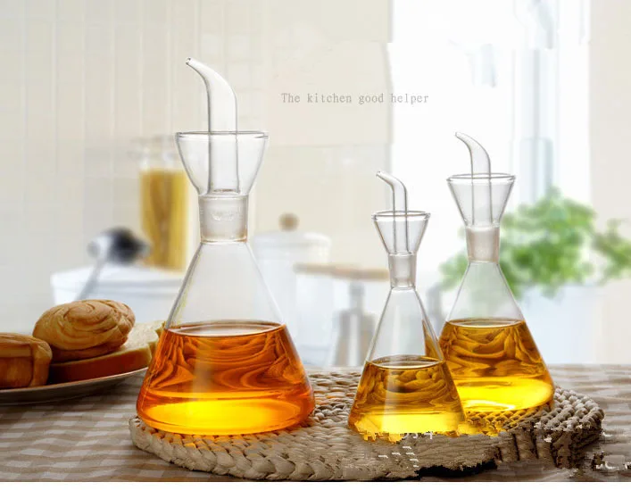 1PC New Glass Olive Oil Vinegar Bottle Pourer Spout Drizzler Cruet
