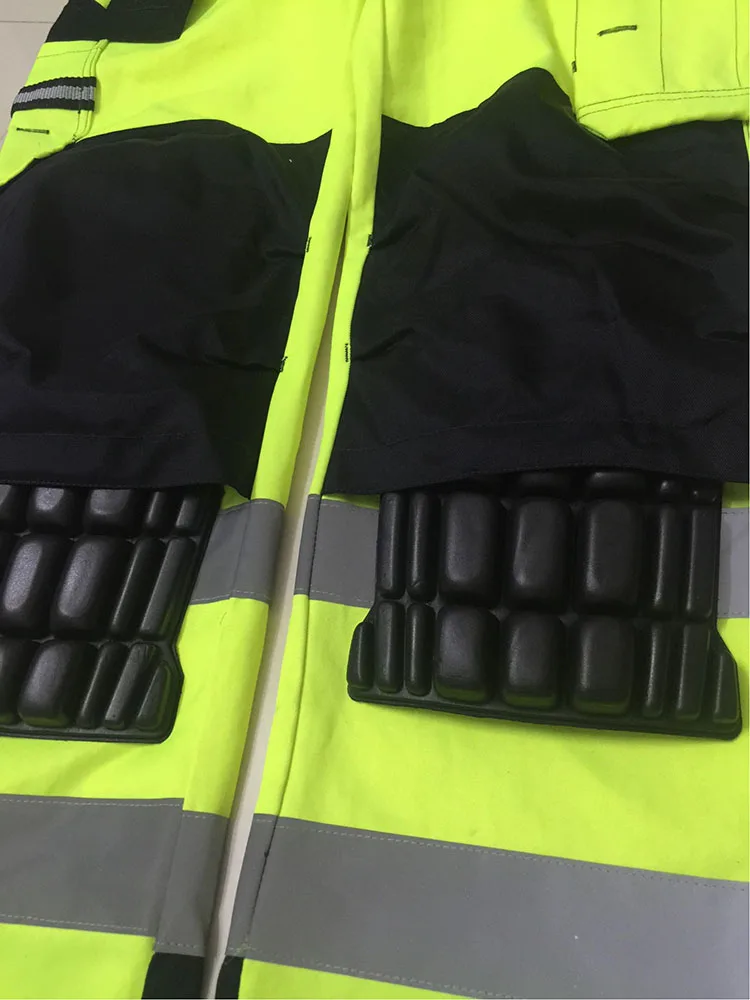 Bauskydd Men Working Pants Reflective High visibility Multi-pockets Work Trousers With Knee Pads Workwear Safety Cargo Pants