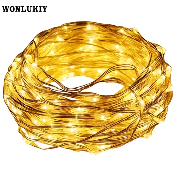 

DC 12V Outdoor Waterproof Silver Copper Wire String Lights 20M 200Leds Xmas Holiday Wedding Party Decoration Lamp & 1A Adapter