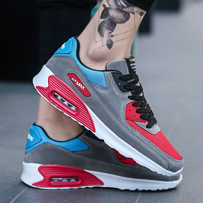 

2019 Colorful Sneakers Breathable Running Shoes Comfortable Lace-up Durable Jogging Sneakers Fashion Mesh Sneakers Plus 39-47