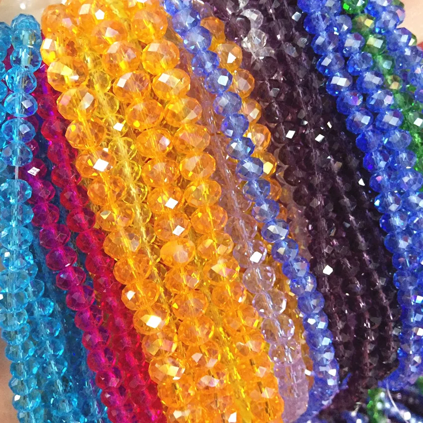 Wholesale Light blue AB Crystal Faceted Abacus Loose Bead 4*6mm 100pcs