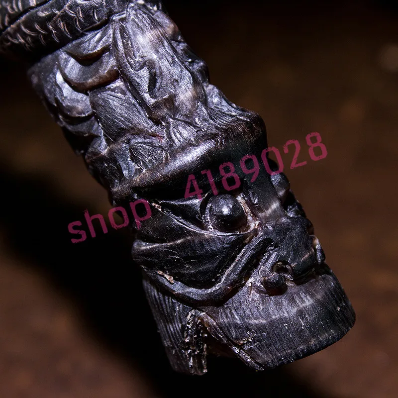 Натуральный Тибетский черный рог козы, ручной резной украшение в виде драконов, рог резьба ручной работы украшения., 1 шт