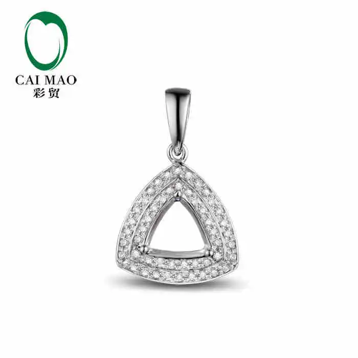 Caimao Маунт Semi подвеска трлн. настройки и 0.25 КТ Diamond 14 К Белое золото Gemstone Обручение Ювелирные украшения