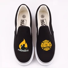 E-LOV новейшая противопожарная теннисная обувь пожарный холщовая обувь с граффити пожарный принт повседневные лоферы на плоской подошве женские слипоны