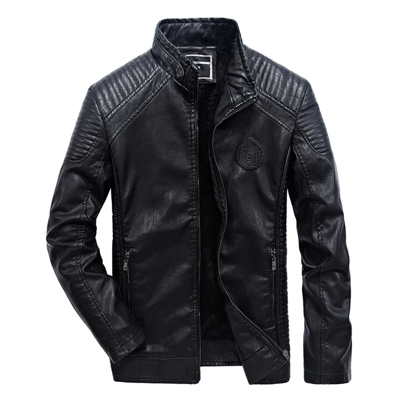 

Big Size Plus Velvet Warm Casual Leather Jackets Coats Men Autumn Winter Tops Outwear Jackets Stand Collar Motorcycle Jackets