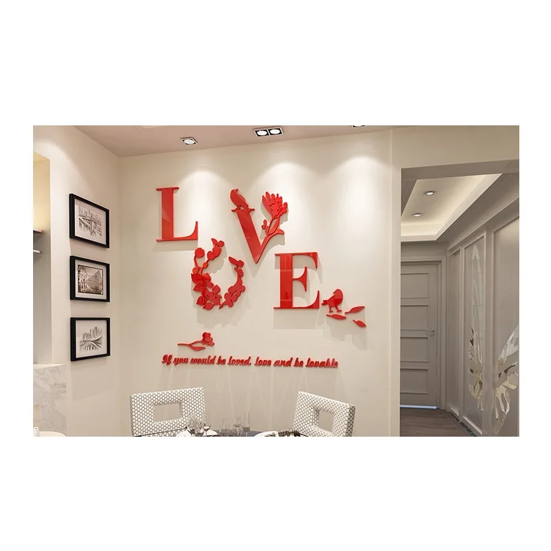 Винтажная роза Дизайн 3D акриловая Наклейка на стену любовь тема свадебные украшения комнаты обои 1 шт. Декор для спальни DIY стикер на стену s - Цвет: red    Vertical
