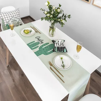 

Fashion Home sample cotton table runner Geometric Cactus latter plants pattern Table flag and Placemat table cover