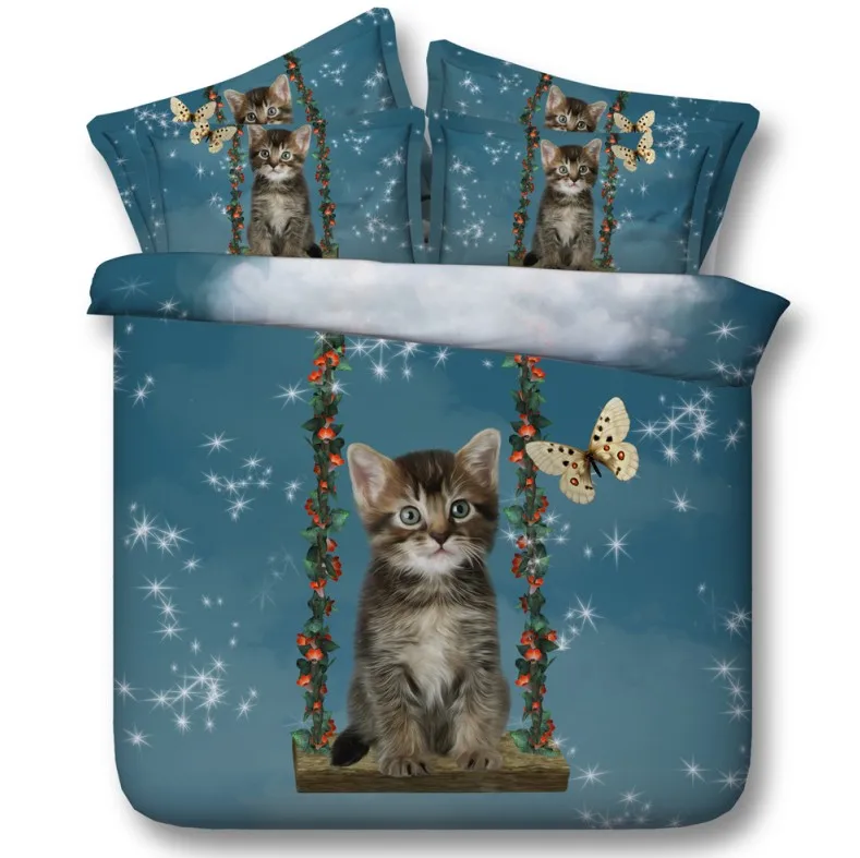 bedding with cats Постельное белье с 3D принтом кошки, Комплект постельного белья, роскошное покрывало, пододеяльник, простыня, qulit Super King, queen, размер, полный, для близнецов, 5 шт - Цвет: bedding with cats