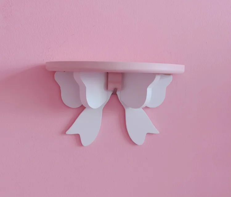 6 Nordic Macaron Bow Shelf Cute Bow Princess Room Decoration Shelves for Kids Room Wall-Mounted Storage Rack Birthday Party Decor - Color: 6
