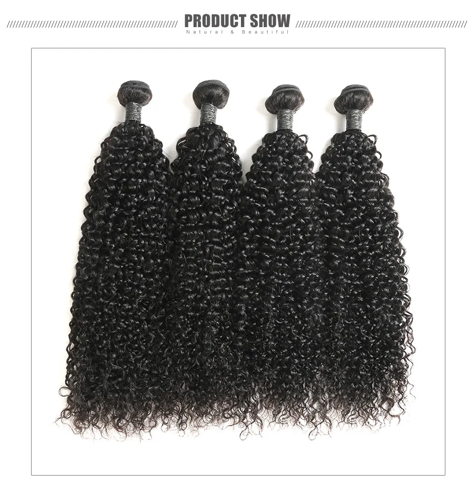Hair Villa Brazilian 100% Unprocessed Human Hair Bundles 4pcs Jerry Curly Hair Weft  Natural Color Salon Longest Hair PCT 20% (1)