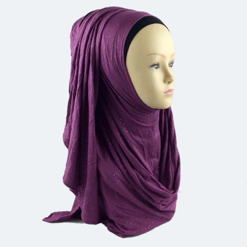 H1258 Новое поступление модал Джерси хлопок мгновенный Натяжной шарф с блестками, большой размер длинный шарф для мусульманки, быстрая