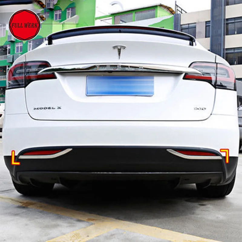 Us 2619 8 Offcar Rear Fog Lamp Fog Light Cover Decorative Protector Ss Trim For Tesla Model X 2016 2017 Car Exterior Accessories 2pcs In