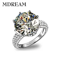 Plateó el anillo de plata Grande de Cristal Austriaco con 8 Carat AAA Circón boda las mujeres anillos de la joyería LSR064