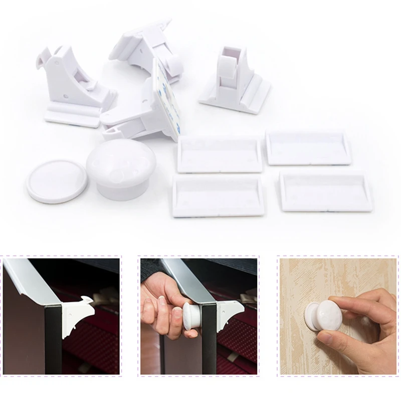 4pcs Invisible Baby Safety Magnetic Cabinet Lock Kids Security