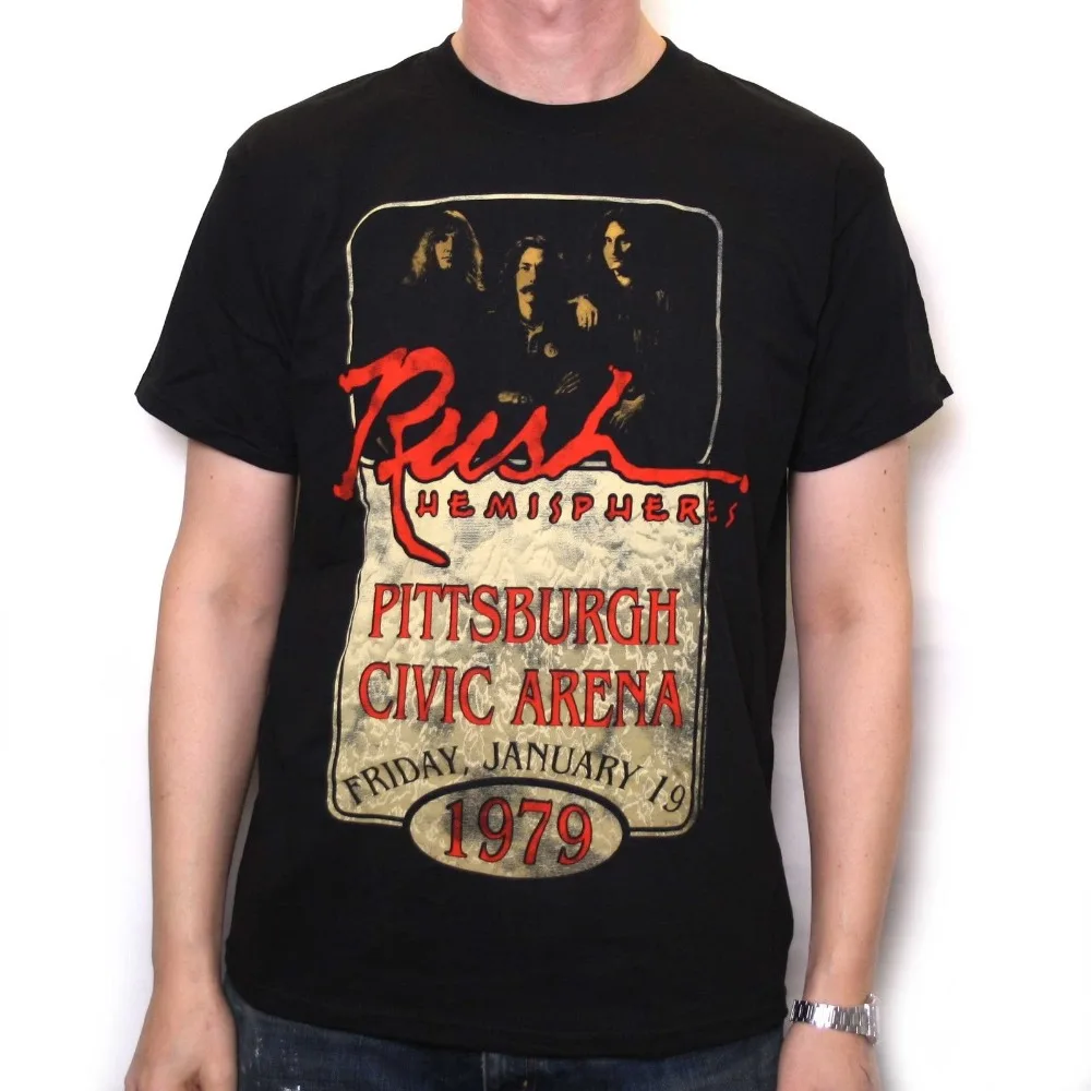 Newest Funny RUSH T SHIRT HEMISPHERES TOUR REPLICA PITTSBURGH 100