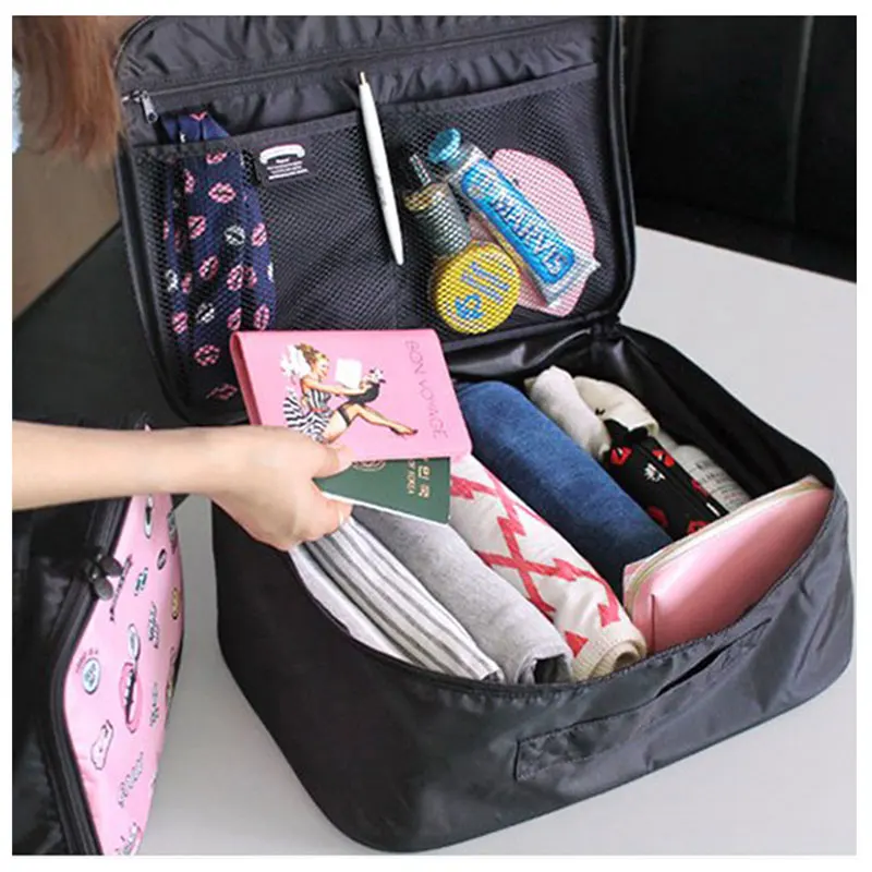Modern Simple Cute Cartoon Portable Travel Storage Bags Large Mouth