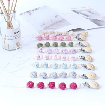 

Handmade Wooden Pacifier Clip Teether Wood Beads Appease The Choose To Prevent The Necklace Baby Infant Nipple Clip Multicolor
