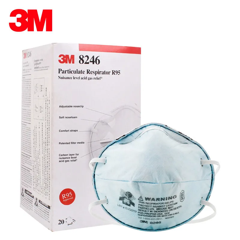 

20pcs/Box 3M 8246 R95 Protective Mask with Coolflow valve Anti-particles&dust Respirator Mas Respiratory H012809