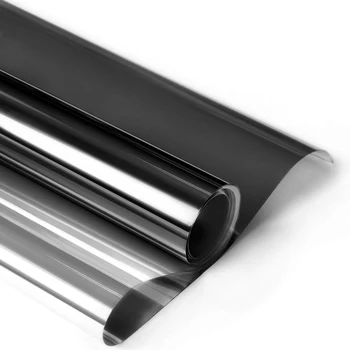 

40/50/60 by 400 Cm Black&sillver One Way Privacy Window Film Reflective Glass Sticker Sun Blocking Solar Tint Film for Home