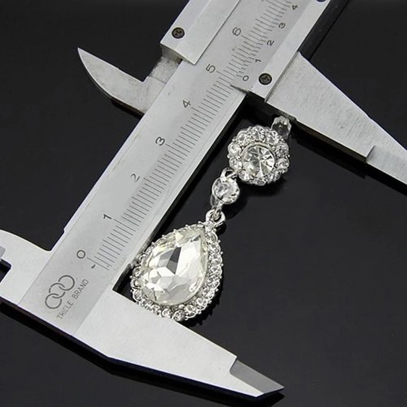 Luxury Crytsal Rhinestone Teardrop Wedding Bridal Diamond Dangle Stud Earrings