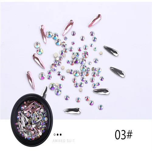 NEW 3D Nail Art Diamond Rhinestones Square Drop Heart Decals Wheel For Nail Tips Decorations DIY Nail Accessories