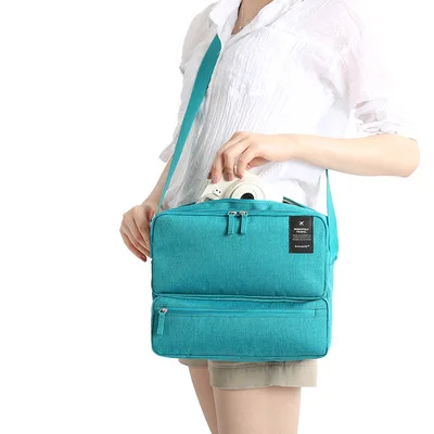 Дорожная сумка на одно плечо, мужская и женская сумка, многослойная Сумка для документов, сумка для путешествий, вместительная сумка - Цвет: blue