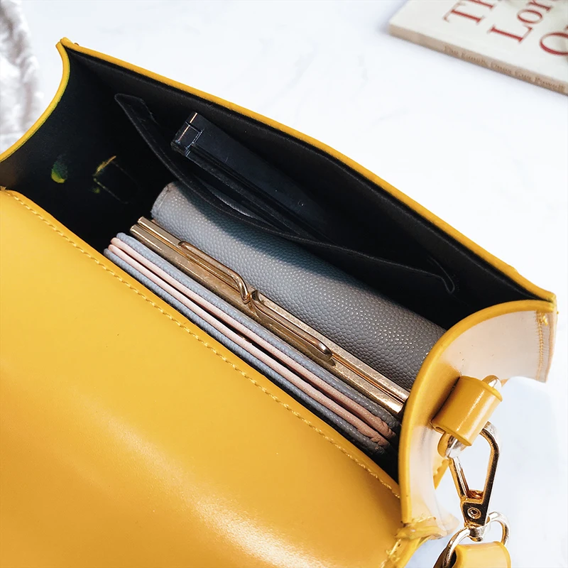 ETAILL маленькая сумка на плечо из искусственной лакированной кожи с цветным широким ремешком желтая сумка-мессенджер через плечо сумка-кошелек для телефона