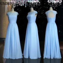 Новинка 2019 г. Небесно-голубое кружевное платье подружки невесты, платье для младшей горничной, сексуальное платье с вырезом на спине и