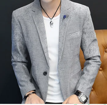 

HO new 2020 men Cultivate one's morality checked blazer suits autumn fashion leisure youth dark