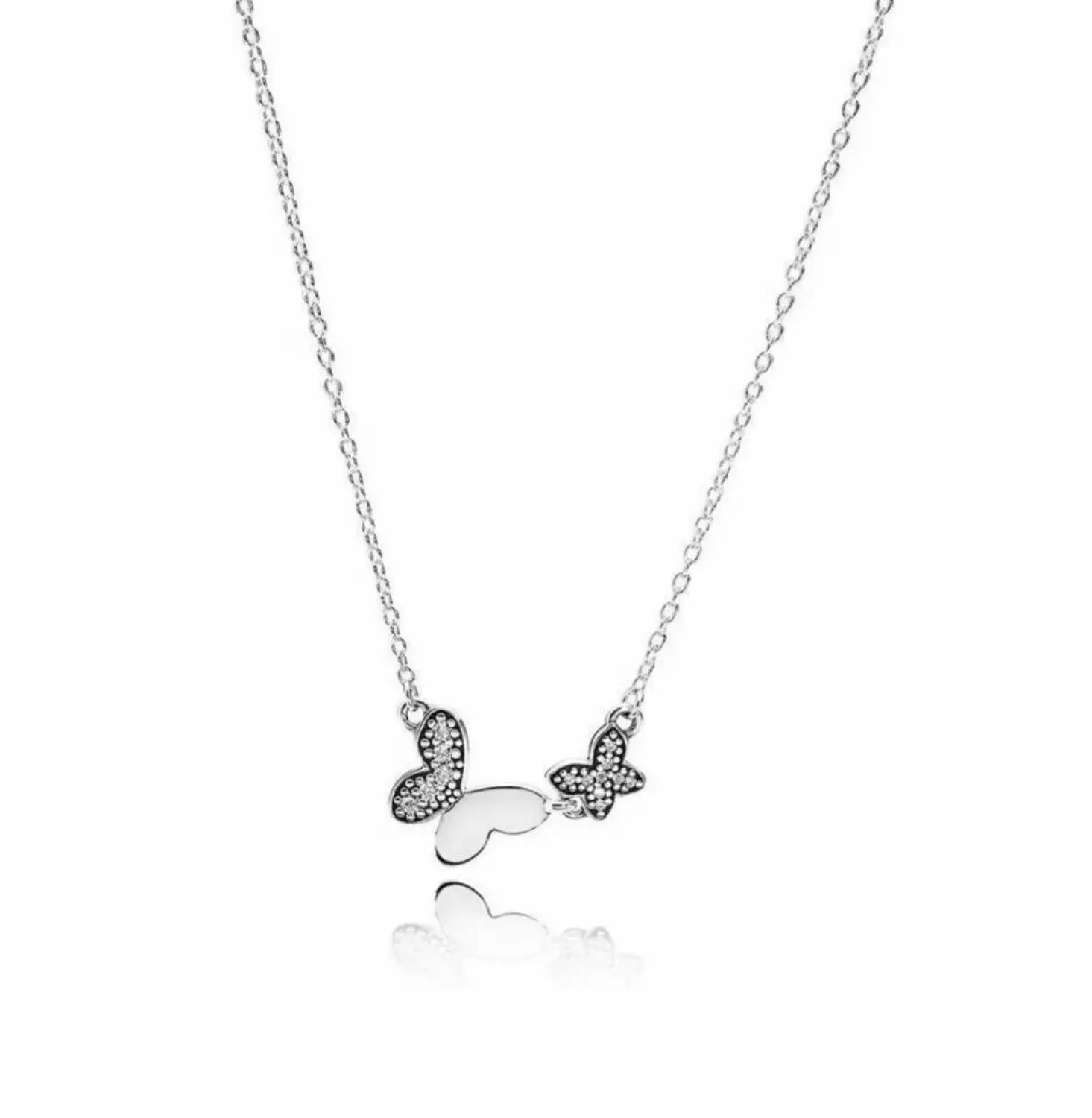 

SHINETUNG 1:1 S925 Sterling Silver Butterfly Silver Necklace Women's Charm Luxury Jewelry