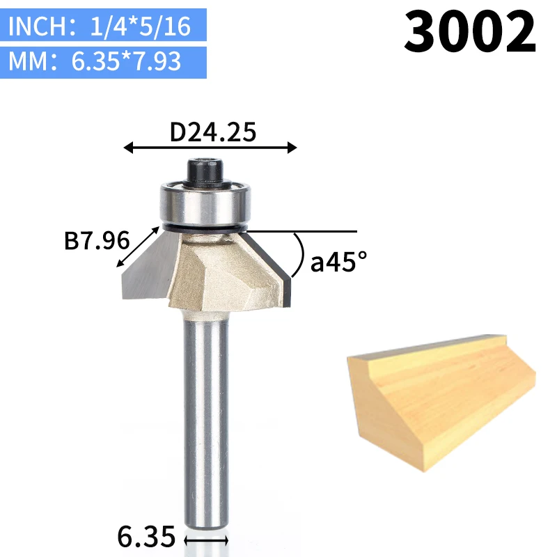 HUHAO 1 шт. 1/" хвостовик фаски Фрезы для дерева конский нос бит 45 градусов ЧПУ Деревообрабатывающие инструменты две флейты Концевая фреза - Длина режущей кромки: 3002