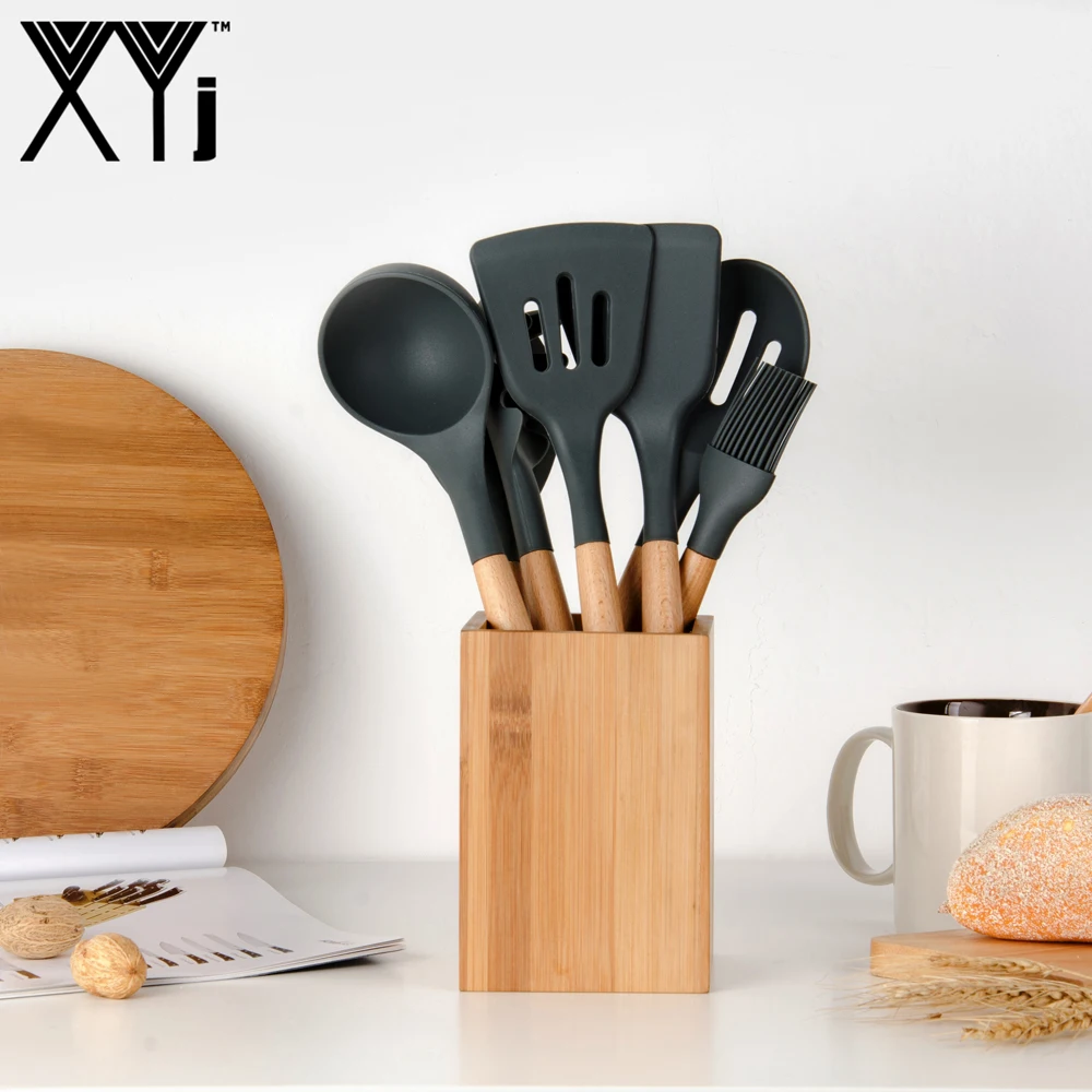 XYj Kitchen Tools Wood Cooking Utensil Holder Knife Stand Best Gift For Kitchen Gadgets Save Space Cooking Kitchen Accessory