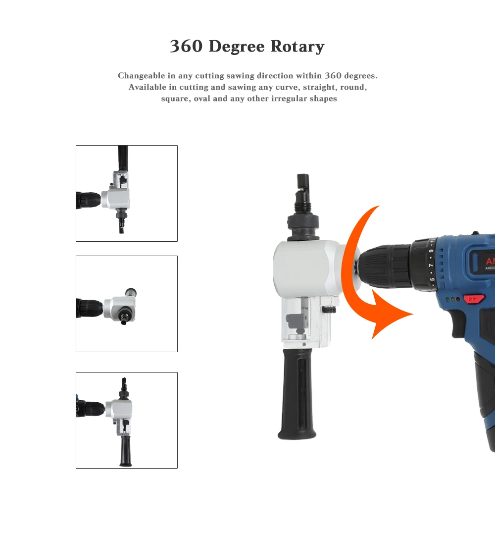 360 градусов вращающаяся головоломка двойного назначения металлические железные ножницы для резки металла электрический сверло изменение на джиг пила адаптер Замена автомобиля ремонт