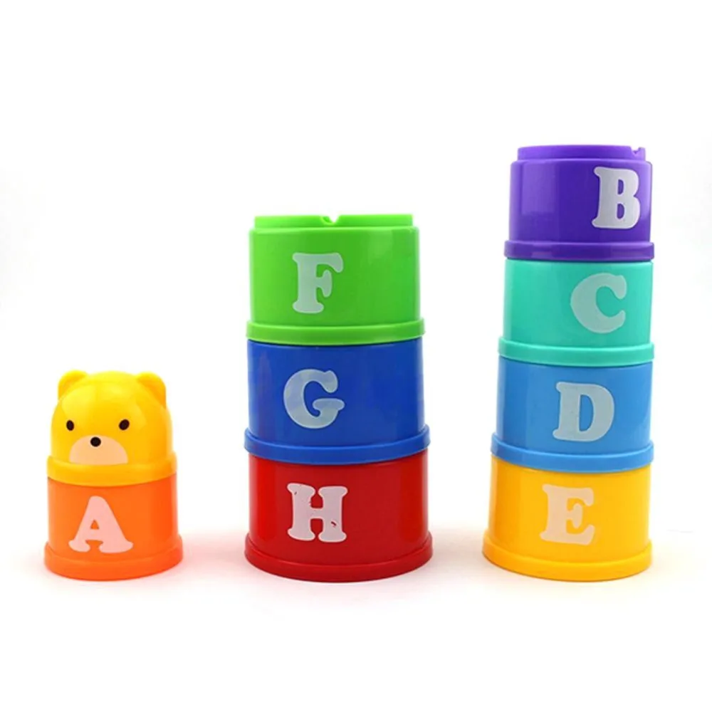 9 в 1 фигурки букв фолдин пирамида из чашек башня Обучающие игрушки 6 месяцев+ Дети Раннее развитие Обучающие творческие игрушки