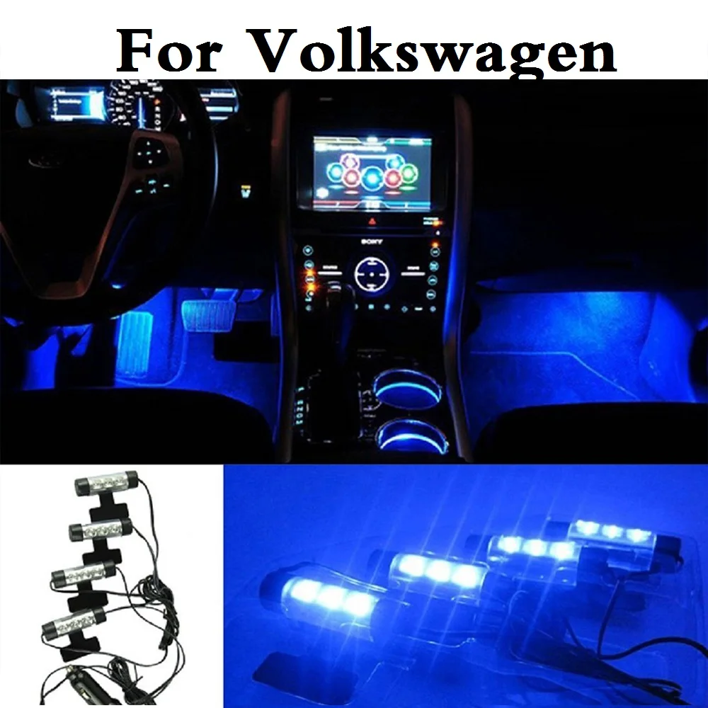 New Car Styling LED Atmosphere Lights Blue Interior Decorative Lamp For Volkswagen Beetle Bora Eos Fox Golf GTI Golf Plus Golf R
