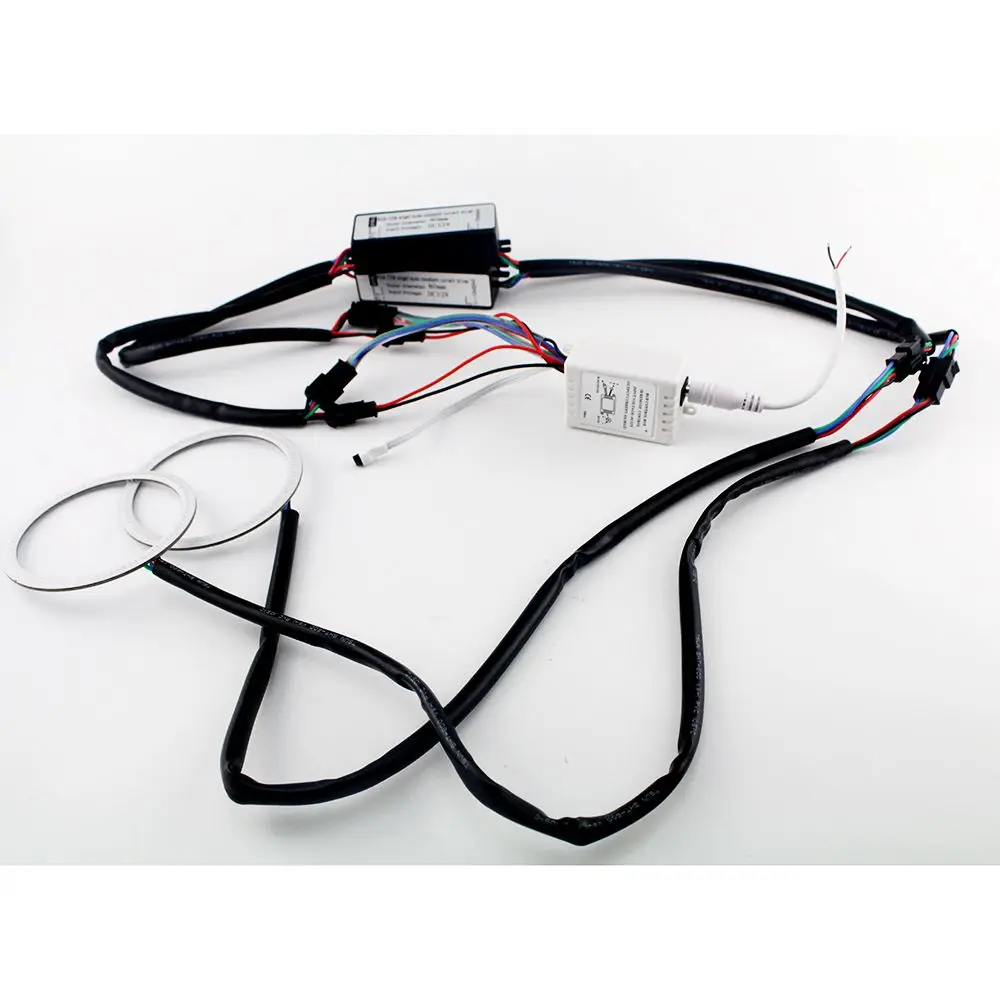 

1Pair(2Pcs)Universal MultiColor 80mm 81smd LED Chips RGB LED Angel Eyes Light Headlight Halo Ring Remote Control Kit