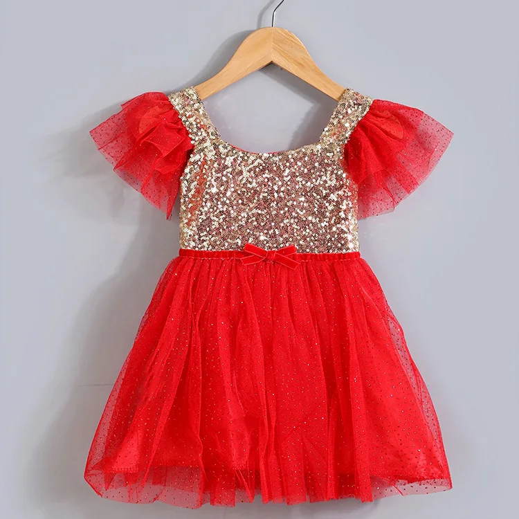 

Minnie Elsa 2016 New Christmas And Halloween Girl Kids Golden Sequin Short Sleeve Tulle Party Dress Princess Colors In Stock