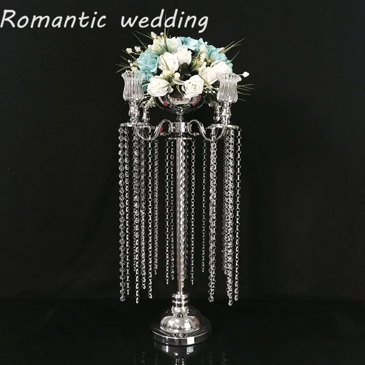 

10pcs/lot New arrival 30inch tall acrylic crystal metal candelabras for wedding road lead centerpiece event party decoration