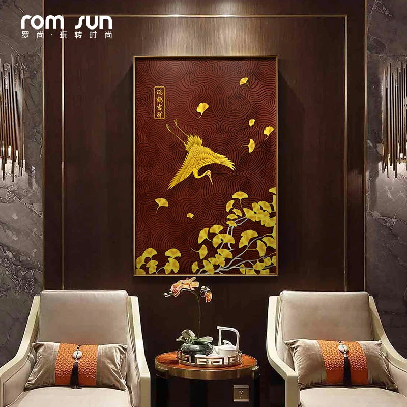 

Abstract Red and Blue Canvas Art Modern Golden Birds Painting Poster Print For LivingRoom Aisle Entrance Fashion Wall Decoration