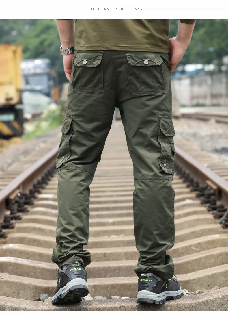 Бренд военные Армейский зеленый Для Мужчин's Штаны 2018 новые хлопковые брюки мужские Повседневное карманов толщиной пота Штаны штаны-карго