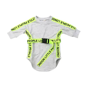 

2019 Autumn Clothes Kids Baby Girl Dress Fluorescent Band Long Sleeve Sport Dress with Belt Child Girl Pullover Dresses 0-5Y