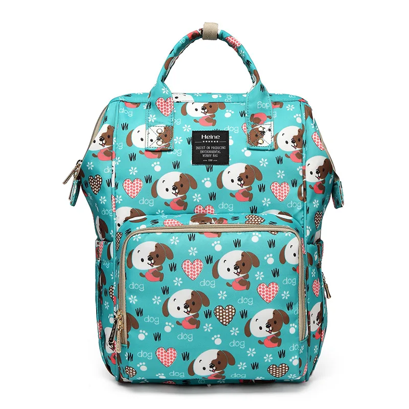 

Floral Printing Multifunctional Fashion Materinal Messenger Bag Waterproof Polyester Cartoon Dog Geometry Travel Diaper Backpack
