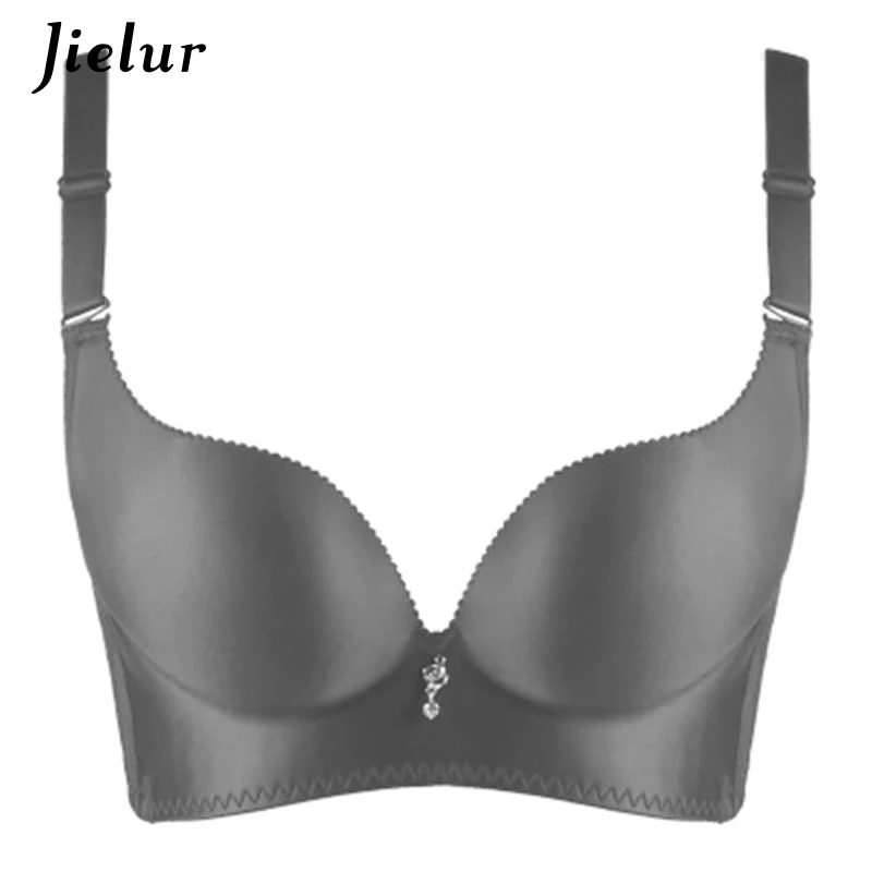 Jielur 4 Color Ladies Bras Sexy Push Up Bra Skin Bralette Pure Color