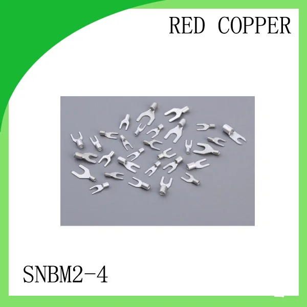 

Manufacture Red copper 1000 PCS SNBM2-4 Cold Pressed Terminal Connector 16AWG - 14AWG Fork Type terminal